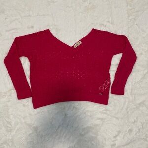 NWOT Hollister Pink V Neck Sweater Size Medium